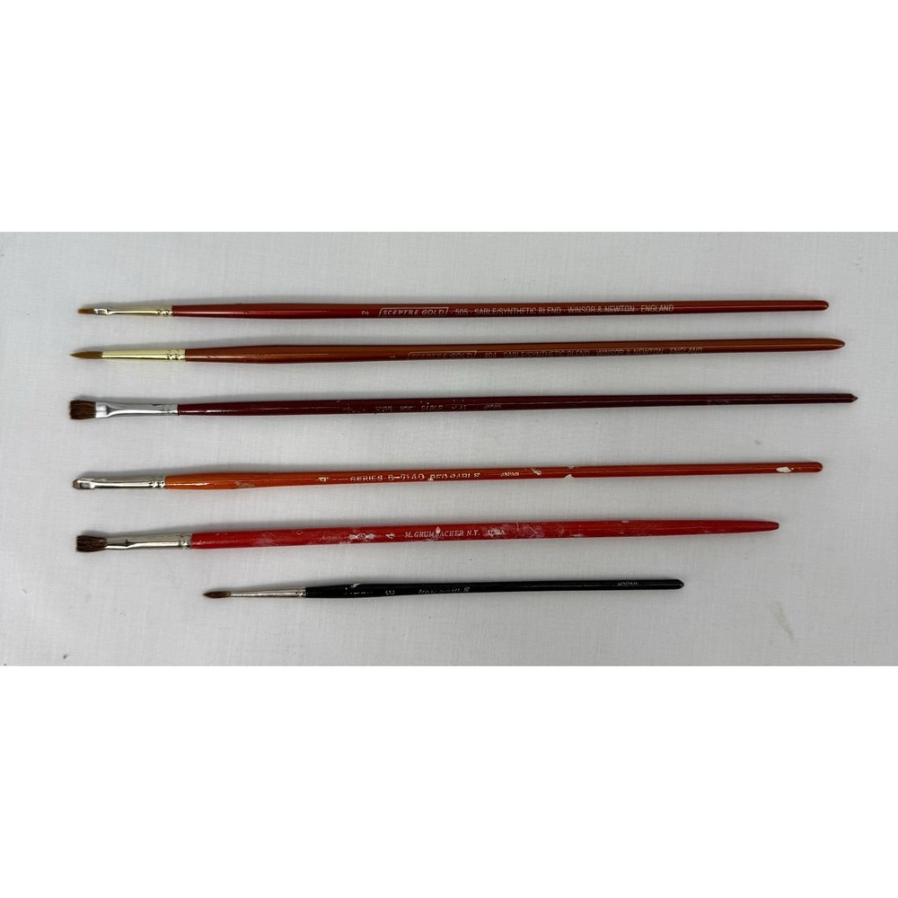 Winsor Newton Sceptre Gold Red Sable‎ Grumbacher Brush Lot 6 Artist